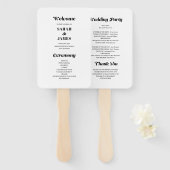 ミニマはっきりしたリスト書道ホワイト結婚式 プログラム ハンドファン (正面&裏面)