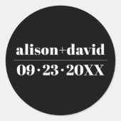 ミニマはっきりしたリスト白タイポグラフィブ結婚ラック ラウンドシール (正面)
