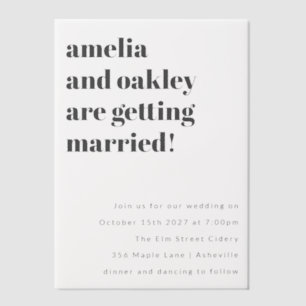 ミニマはっきりしたリスト白黒クラシックレトロ結婚の ベラム紙招待状