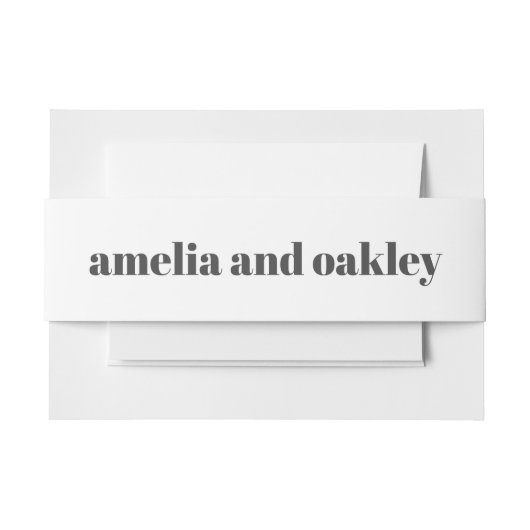 ミニマはっきりしたリスト白黒クラシックレトロ結婚の 招待状ベリーバンド (正面例)