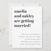 ミニマはっきりしたリスト白黒クラシックレトロ結婚の 招待状 (正面)