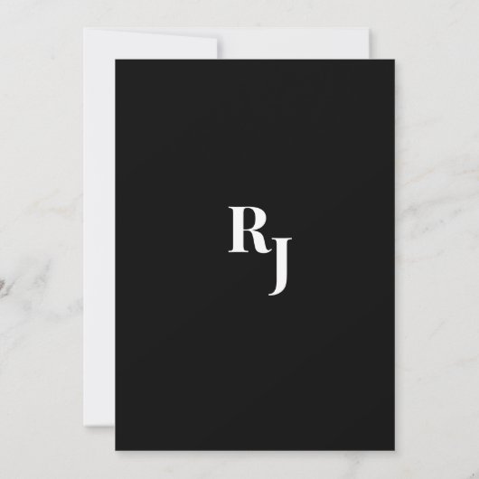 ミニマはっきりしたリスト白黒モダン 招待状 (裏面)