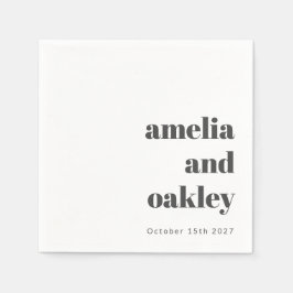 ミニマはっきりしたリスト白黒レトロカスタムウェディング スタンダードカクテルナプキン