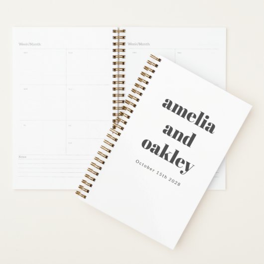 ミニマはっきりしたリスト白黒レトロカスタムウェディング プランナー手帳 (ディスプレー)