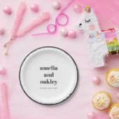 ミニマはっきりしたリスト白黒レトロカスタムウェディング ペーパープレート (パーティー)