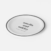 ミニマはっきりしたリスト白黒レトロカスタムウェディング ペーパープレート (アングル)