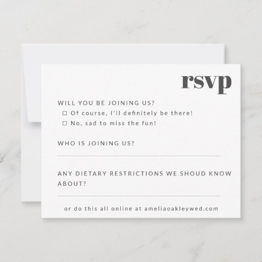 ミニマはっきりしたリスト白黒レトロカスタムウェディング 出欠カード (正面)