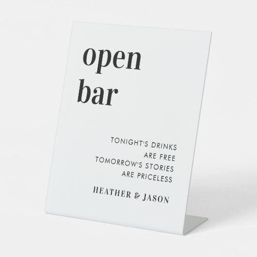 ミニマはっきりしたリスト結婚のオープンバー標識 台座サイン (正面)