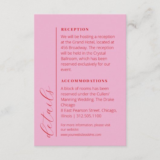 ミニマはっきりしたリスト結婚・レッド情報 エンクロージャーカード (正面)