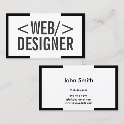 ミニマはっきりしたリスト縁どブラックWebデザイン 名刺 (正面/裏面)
