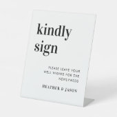 ミニマはっきりしたリスト親切に結婚署名のゲストブック 台座サイン (正面)