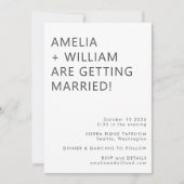 ミニマはっきりしたルモダン白黒クラシック結婚ズ 招待状 (正面)