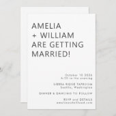 ミニマはっきりしたルモダン白黒クラシック結婚ズ 招待状 (正面/裏面)