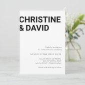 ミニマはっきりしたル文字シンプル白招待状 招待状 (スタンド正面)