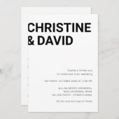 ミニマはっきりしたル文字シンプル白招待状 招待状 (正面/裏面)