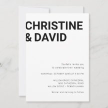 ミニマはっきりしたル文字シンプル白招待状