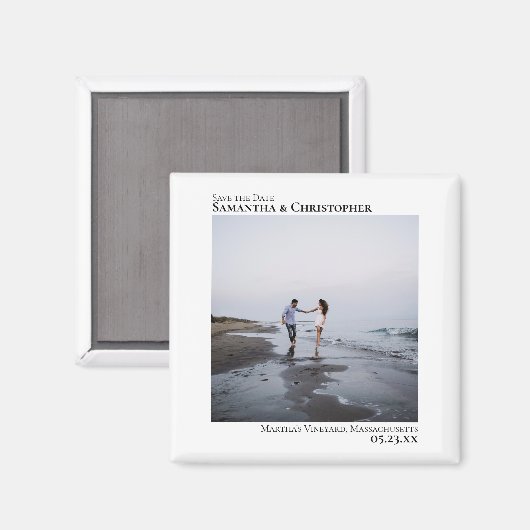 ミニマアートリストのモダン結婚式の日付を保存 マグネット (正面/裏面)