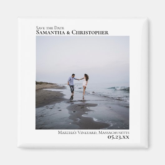 ミニマアートリストのモダン結婚式の日付を保存 マグネット (正面)