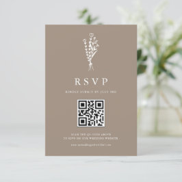 ミニマイリストフローラブーケトープQRコード結婚ズ 出欠カード
