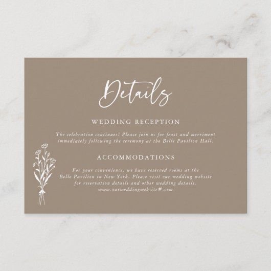 ミニマイリストフローラブーケ結婚トープの詳細 エンクロージャーカード (正面)