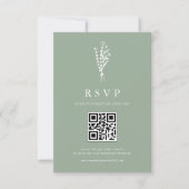 ミニマイリスト植物学セージグリーンQRコード結婚ズ 出欠カード (正面)