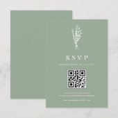 ミニマイリスト植物学セージグリーンQRコード結婚ズ 出欠カード (正面/裏面)
