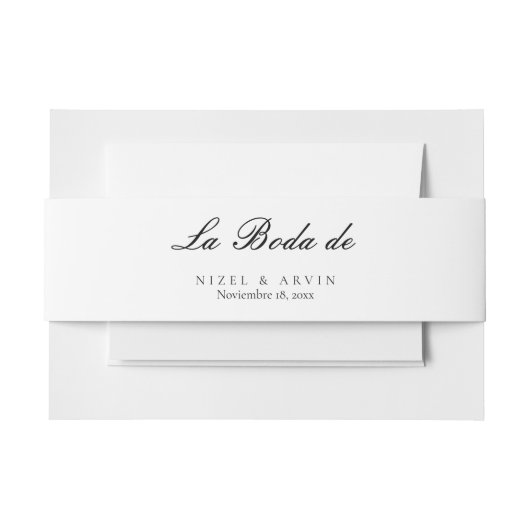 ミニマエレガントシンプルススペインの結婚ズボーダ 招待状ベリーバンド (正面例)