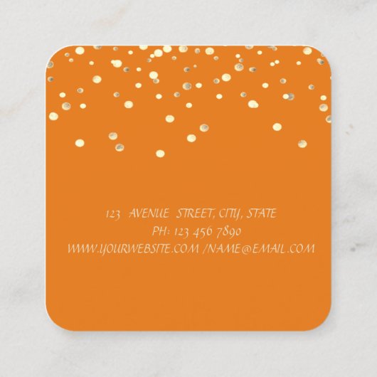 ミニマエレガントスタイリッシュリスト、フェイク金ゴールド紙吹雪 スクエア名刺 (裏面)