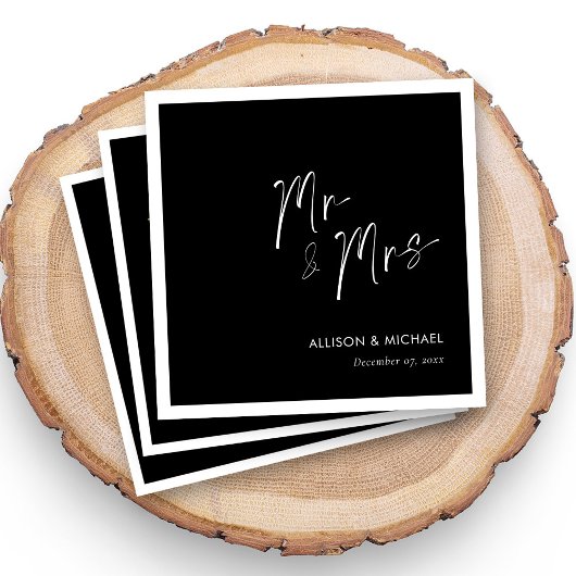 ミニマエレガントパーソナライズされたリストのナプキンス夫妻 スタンダードカクテルナプキン