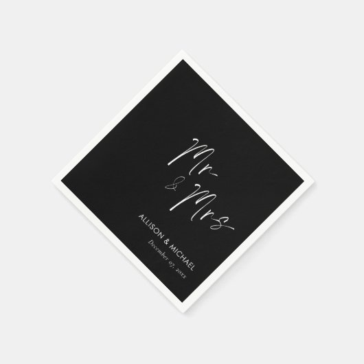 ミニマエレガントパーソナライズされたリストのナプキンス夫妻 スタンダードカクテルナプキン (角)