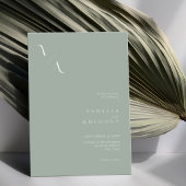 ミニマエレガントモダンリストのセージ結婚グリーン 招待状