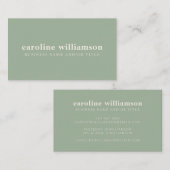 ミニマエレガントモダンリストのセージ・グリーン 名刺 (正面/裏面)