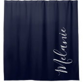 ミニマエレガントモダンリストのネイビーブルーシャワーカーテン シャワーカーテン (正面)