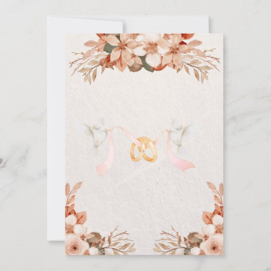ミニマエレガントモダンリストのフローラ型結婚文字盤 招待状 (裏面)