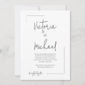 ミニマエレガントモダンリストのブラック&ホワイト結婚ズ 招待状 (正面)