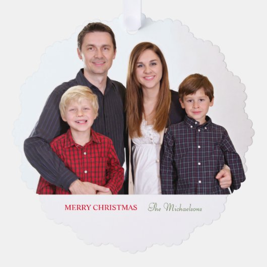 ミニマエレガントモダンリストの家族の写真 オーナメントカード (正面)
