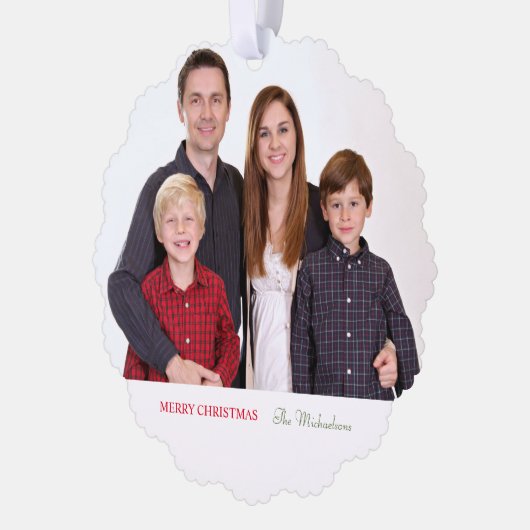 ミニマエレガントモダンリストの家族の写真 オーナメントカード (左)