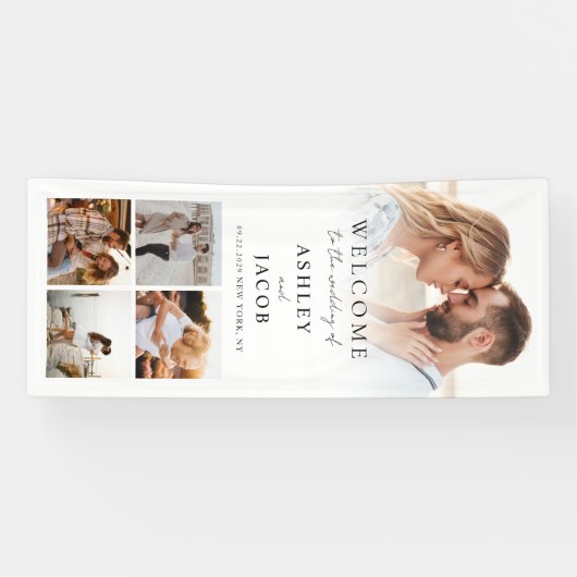 ミニマエレガントモダンリストの歓迎結婚写真 横断幕 (横)