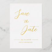 ミニマエレガントモダンリストの結婚式の日付を保存 箔招待状 (正面)