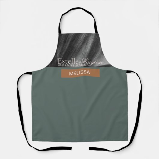 ミニマエレガントモダンリストグリーンヘアスタジオ エプロン (正面)