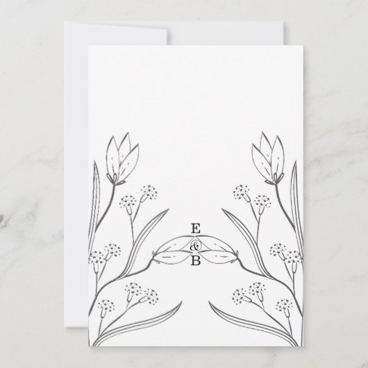 ミニマエレガントモダンリストシンプルフローラ結婚ズ 招待状 (裏面)