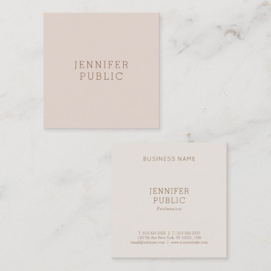 ミニマエレガントモダンリストテンプレートプロフェッショナル スクエア名刺 (正面/裏面)