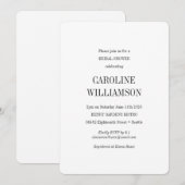 ミニマエレガントモダンリストホワイトシックブライダルシャワー 招待状 (正面/裏面)