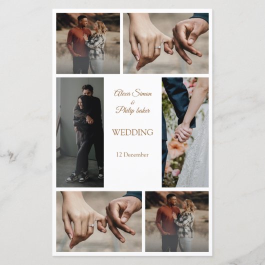 ミニマエレガントモダンリスト写真ウェディングプログラム (正面)