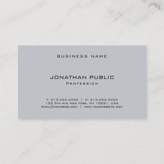 ミニマエレガントモダンリスト灰色テンプレートトレンディー 名刺 (裏面)