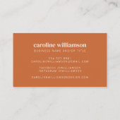 ミニマエレガントモダンリスト焦げオレンジクリエイティブ 名刺 (裏面)