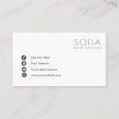 ミニマエレガントモダンリスト白黒美容師 名刺 (裏面)