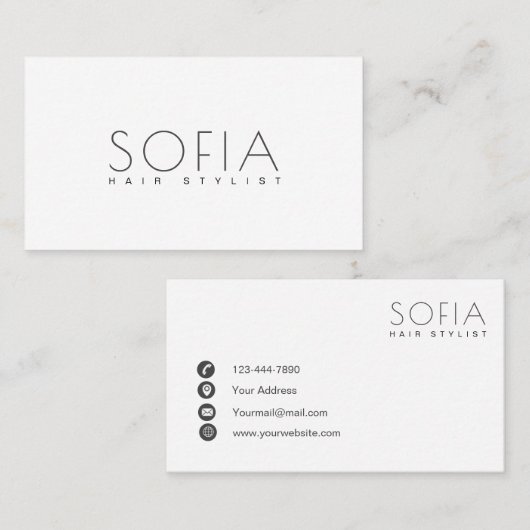 ミニマエレガントモダンリスト白黒美容師 名刺 (正面/裏面)