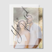 ミニマエレガントモダンリスト白黒誕生日 ベラム紙招待状 (オフセット (カップル))