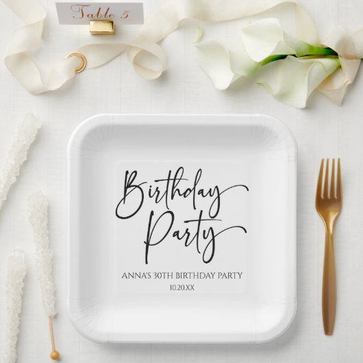 ミニマエレガントモダンリスト誕生日パーティー ペーパープレート (ウェディング)